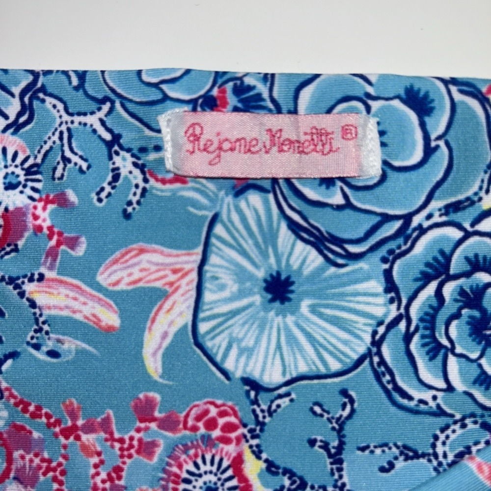 Rejane Monetti Skort Skirt Stretch Blue Pink Floral Resort Pickleball Golf M - Picture 4 of 8